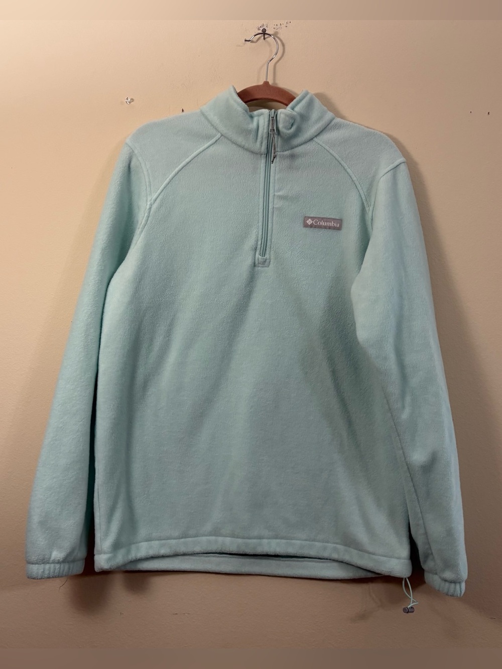 Columbia women's aqua blue 1/4 zip pullover fleece jacket women’s M outdoor